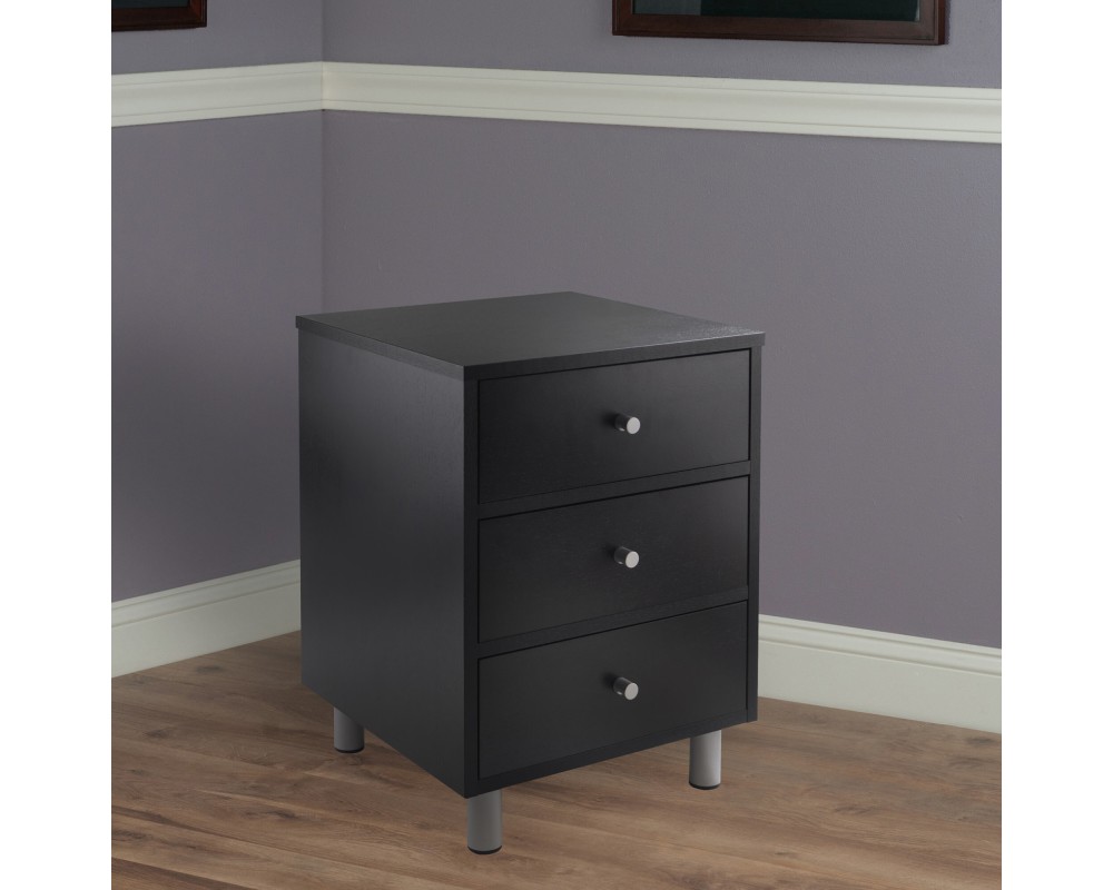 Daniel Accent Table with Drawers, 16 Wide, 22 High, Black