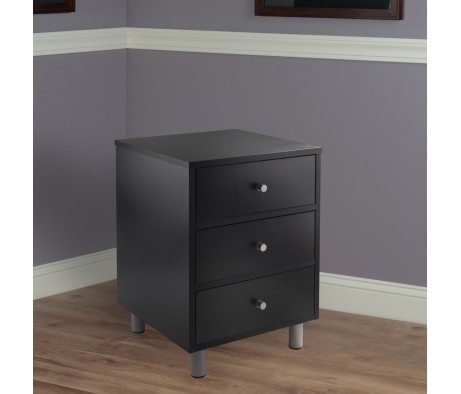 Daniel Accent Table with Drawers, 16 Wide, 22 High, Black
