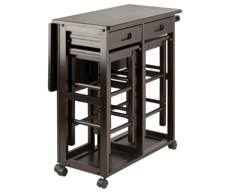 Suzanne Kitchen Space-Saver Table Set with 2 Tuck-Away Stools, 33' Tall, 29' Long, 30' Wide, Coffee