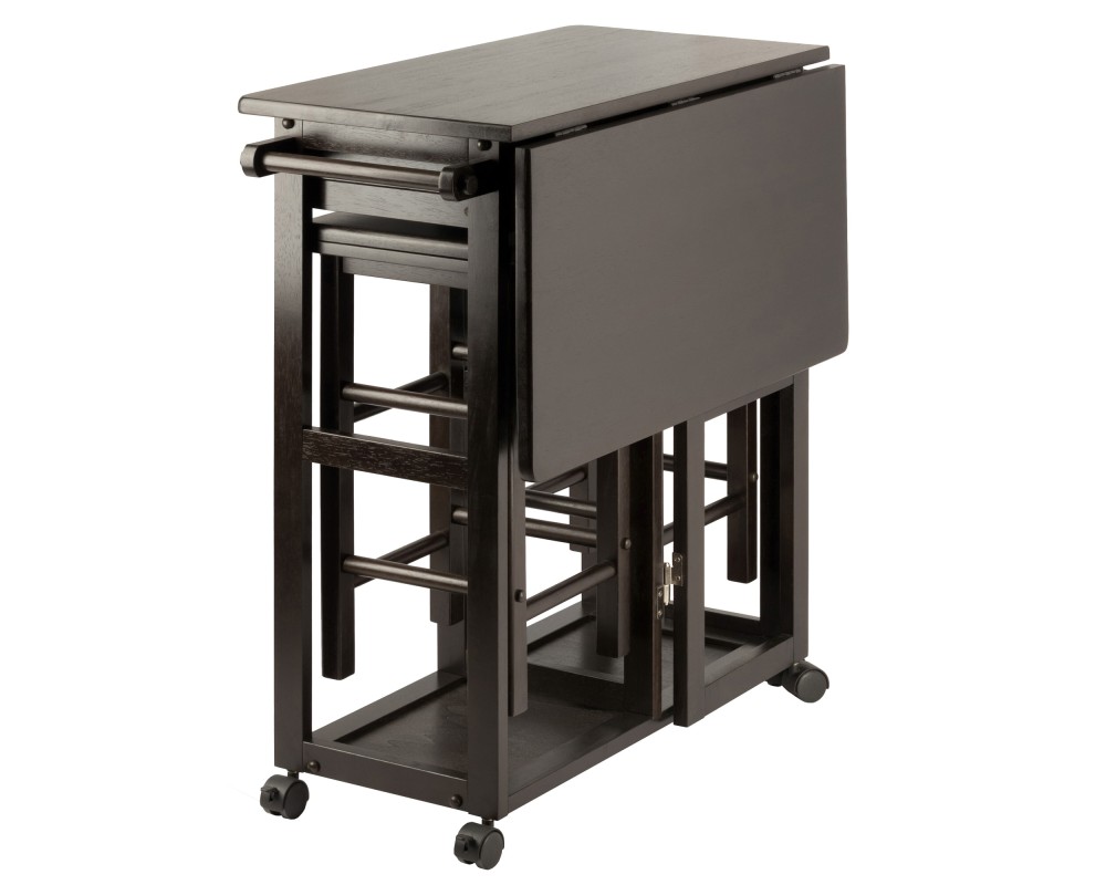 Suzanne Kitchen Space-Saver Table Set with 2 Tuck-Away Stools, 33' Tall, 29' Long, 30' Wide, Coffee