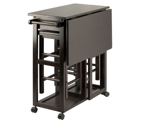 Suzanne Kitchen Space-Saver Table Set with 2 Tuck-Away Stools, 33' Tall, 29' Long, 30' Wide, Coffee