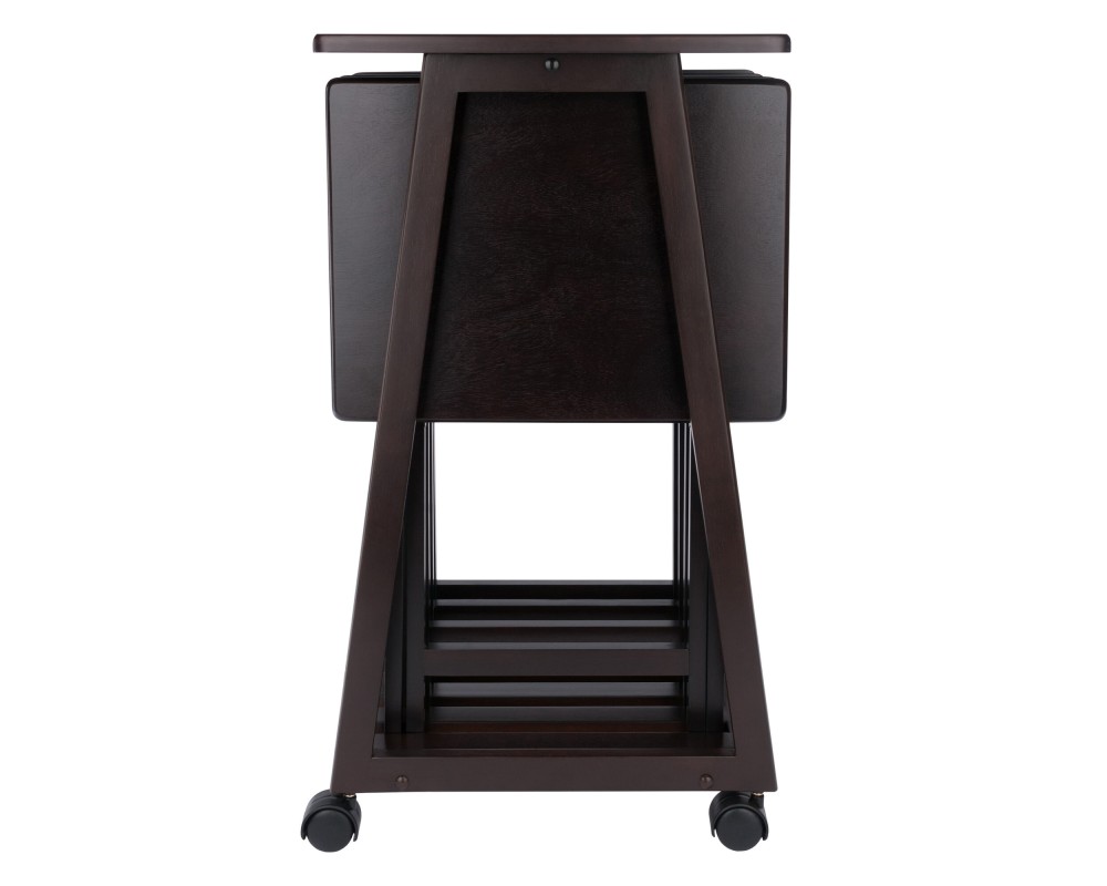 Adriel Snack Table Set with 4 Tables and Rolling Storage Stand, 34' High, Coffee