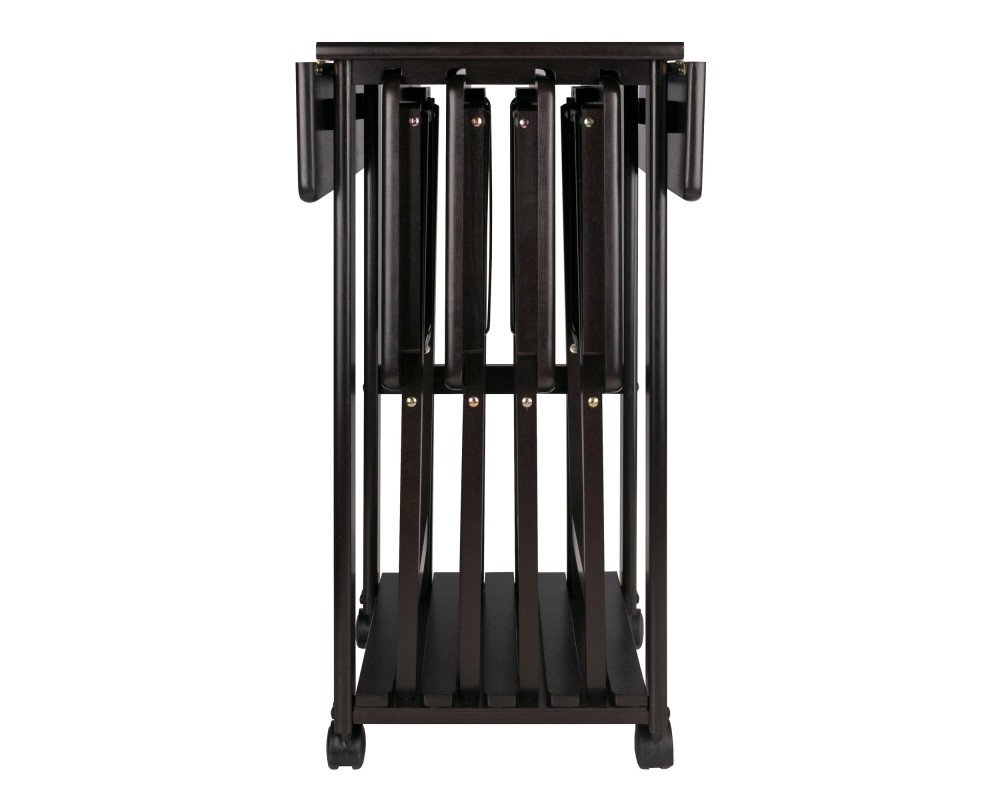 Sophia 5-Pc Snack Table Set with Drop Leaf Mobile Stand, Coffee