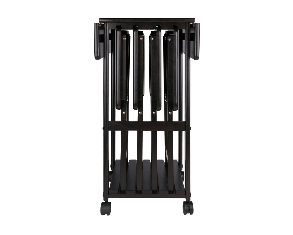 Sophia 5-Pc Snack Table Set with Drop Leaf Mobile Stand, Coffee