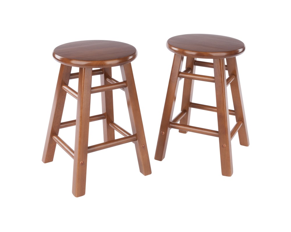 Element 2-Pc Square Legs Dining Stool Set, Teak Finish