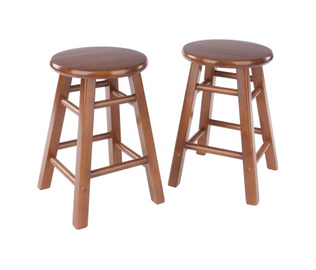 Element 2-Pc Square Legs Dining Stool Set, Teak Finish