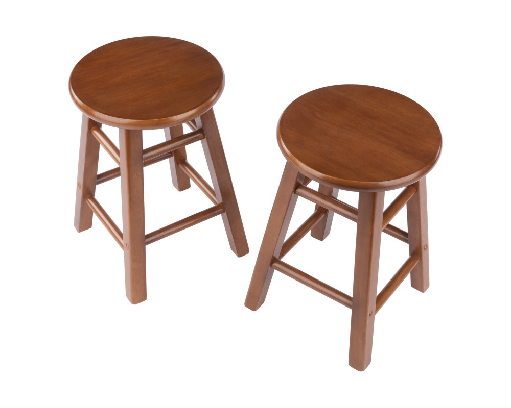 Element 2-Pc Square Legs Dining Stool Set, Teak Finish