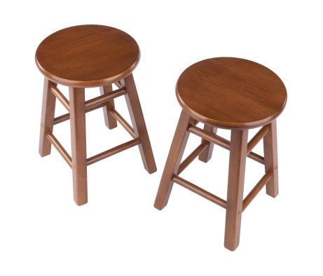 Element 2-Pc Square Legs Dining Stool Set, Teak Finish