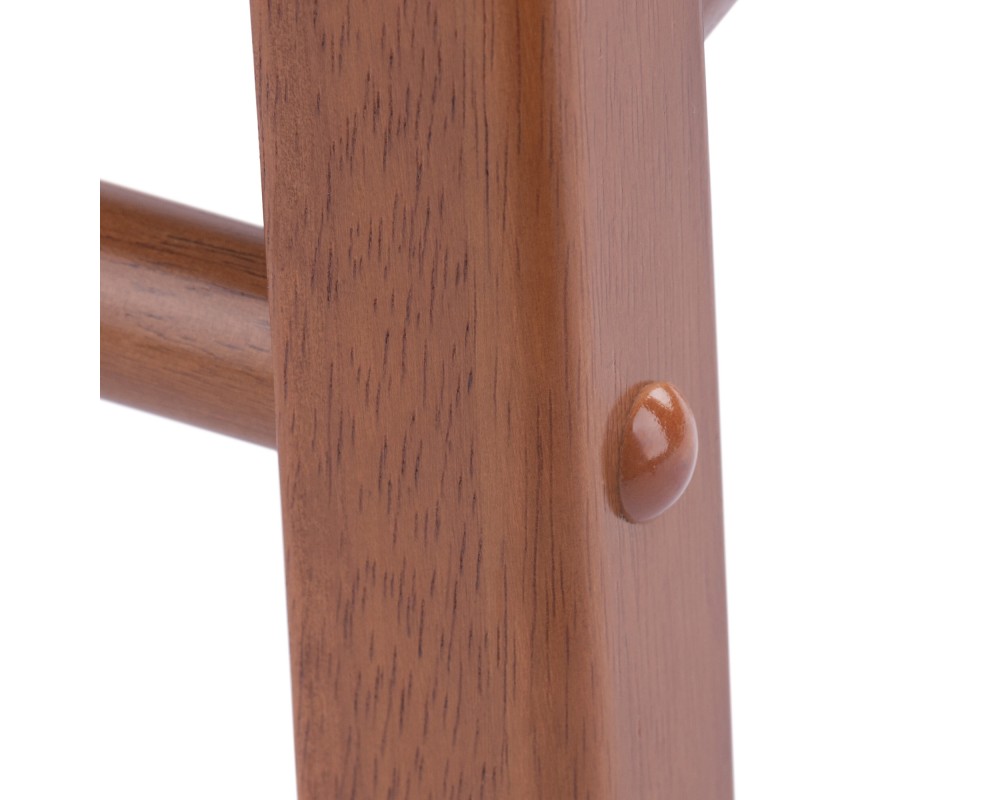 Element 2-Pc Square Legs Dining Stool Set, Teak Finish