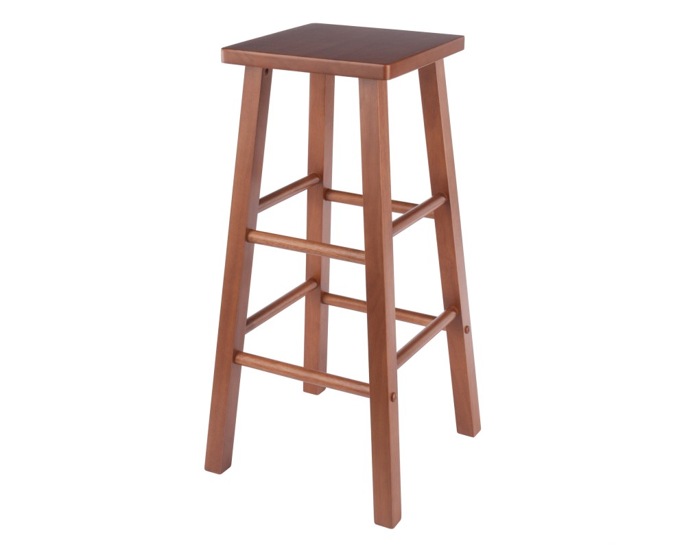 Carrick Square Bar Stool with Footrests, 29' High, 14' Wide, Teak