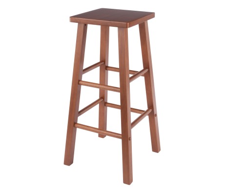 Carrick Square Bar Stool with Footrests, 29' High, 14' Wide, Teak