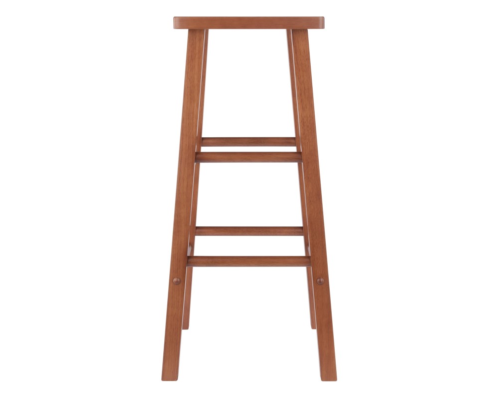 Carrick Square Bar Stool with Footrests, 29' High, 14' Wide, Teak