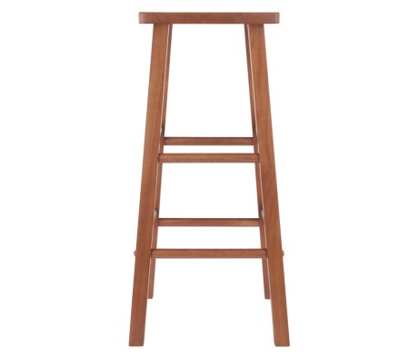 Carrick Square Bar Stool with Footrests, 29' High, 14' Wide, Teak