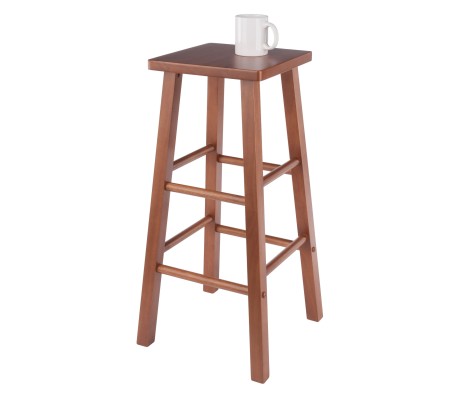 Carrick Square Bar Stool with Footrests, 29' High, 14' Wide, Teak