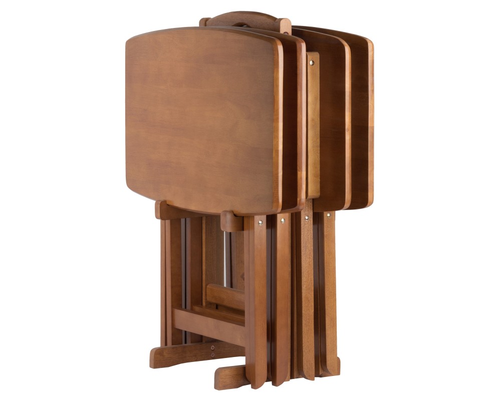 5-Pc Snack Table Set, Oversized, 25' Tall, 23' Wide, Teak