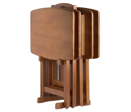 5-Pc Snack Table Set, Oversized, 25' Tall, 23' Wide, Teak