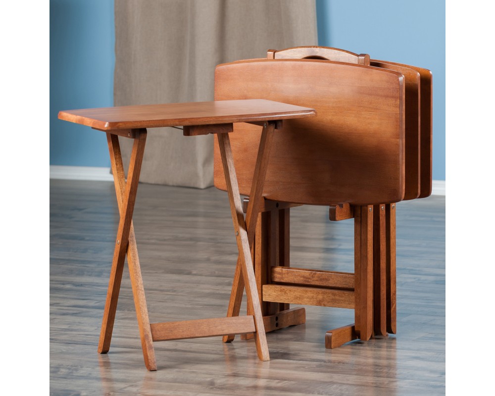 5-Pc Snack Table Set, Oversized, 25' Tall, 23' Wide, Teak