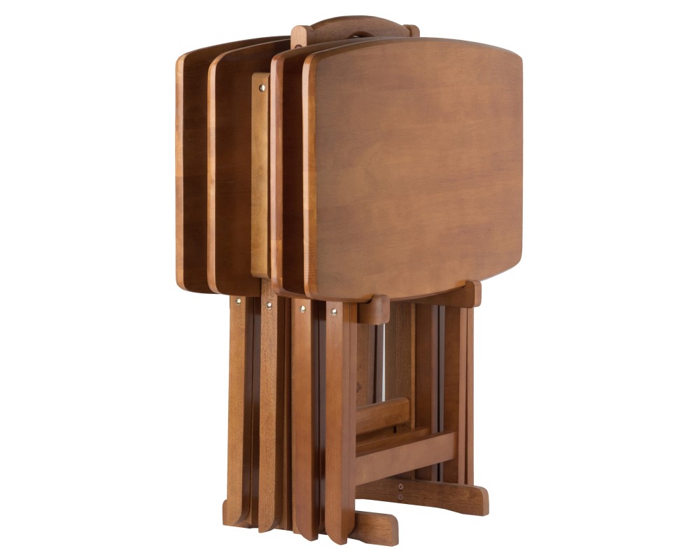 5-Pc Snack Table Set, Oversized, 25' Tall, 23' Wide, Teak