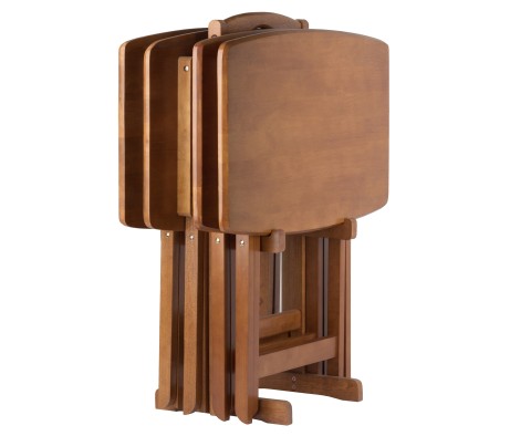 5-Pc Snack Table Set, Oversized, 25' Tall, 23' Wide, Teak