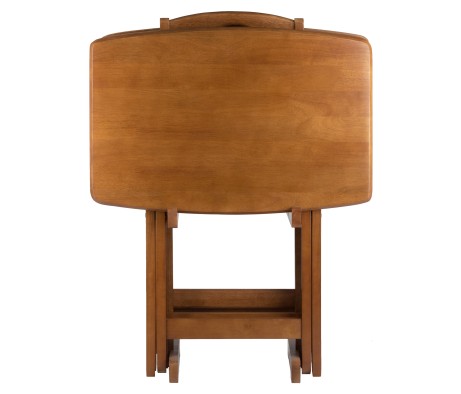 5-Pc Snack Table Set, Oversized, 25' Tall, 23' Wide, Teak