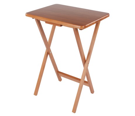 Sophia 5-Pc Snack Table Set with Drop Leaf Mobile Stand, Teak