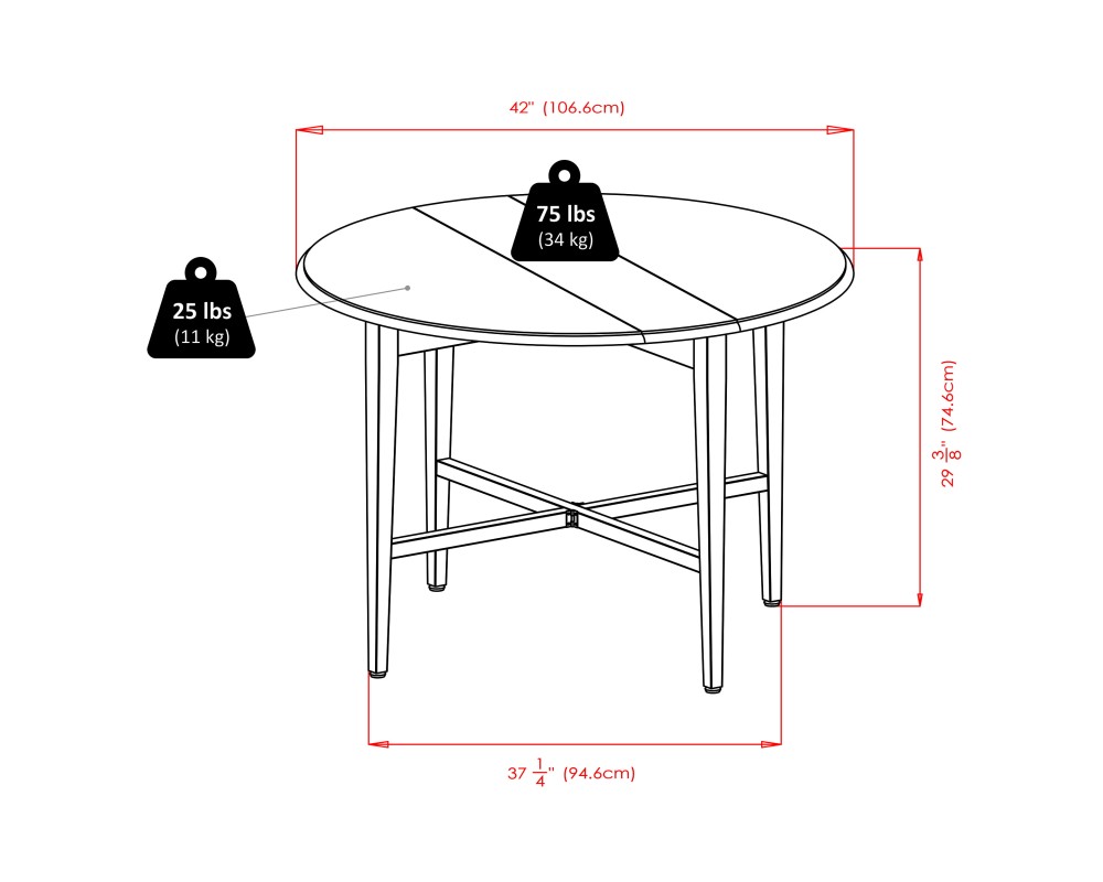 Hannah Foldable Round Dining Table, 42' Wide, with Set of 2 Chairs, Light Oak