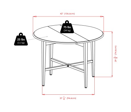 Hannah Foldable Round Dining Table, 42' Wide, with Set of 2 Chairs, Light Oak