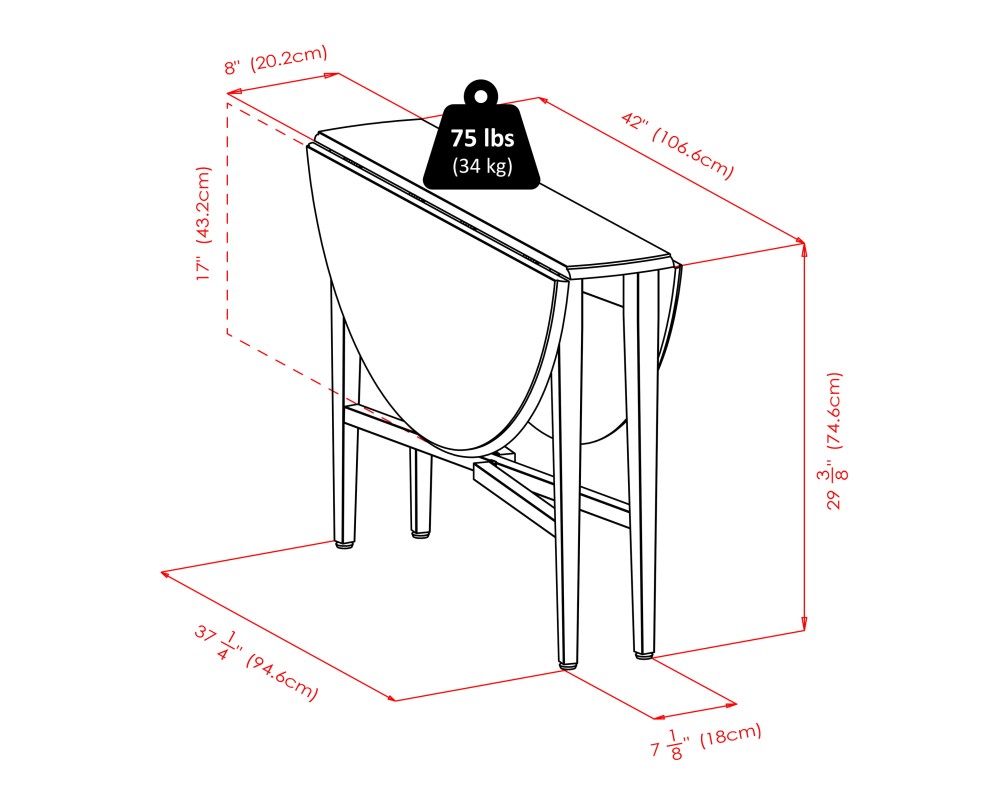 Hannah Foldable Round Dining Table, 42' Wide, with Set of 2 Chairs, Light Oak