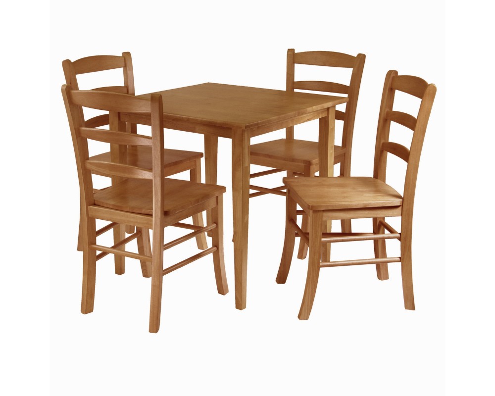 Groveland 5-Pc Dining Table with 4 Ladder Back Chairs, Light Oak