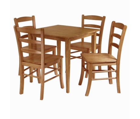 Groveland 5-Pc Dining Table with 4 Ladder Back Chairs, Light Oak