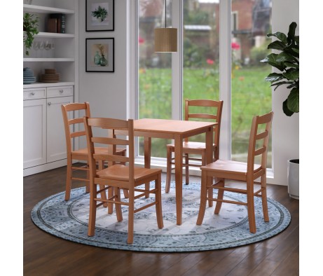Groveland 5-Pc Dining Table with 4 Ladder Back Chairs, Light Oak