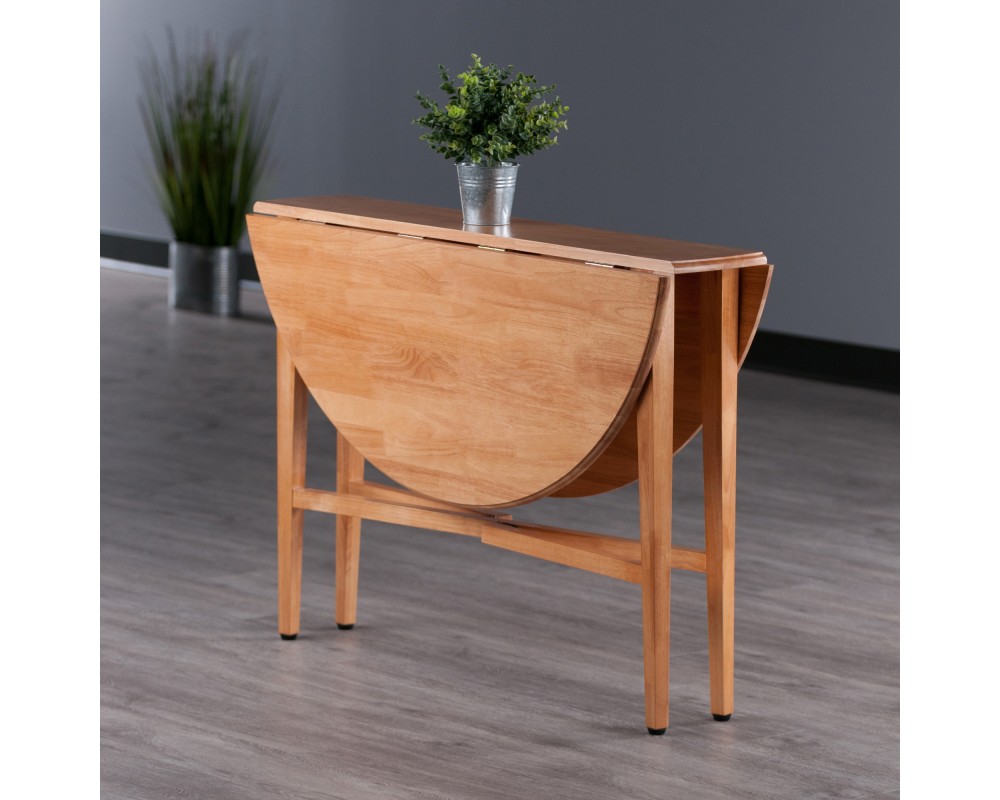 Hannah Foldable Round Dining Table, 42 inch, Light Oak