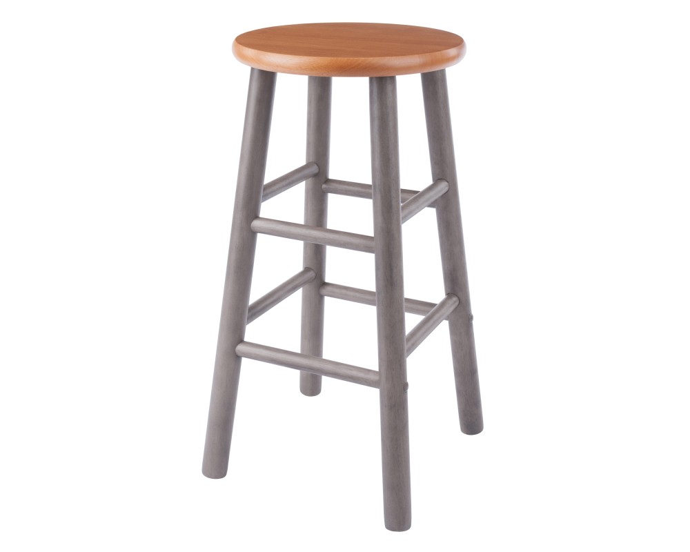 Huxton 2-Pc Counter Stool Set, 24' High, Oyster Gray and Teak