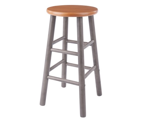 Huxton 2-Pc Counter Stool Set, 24' High, Oyster Gray and Teak