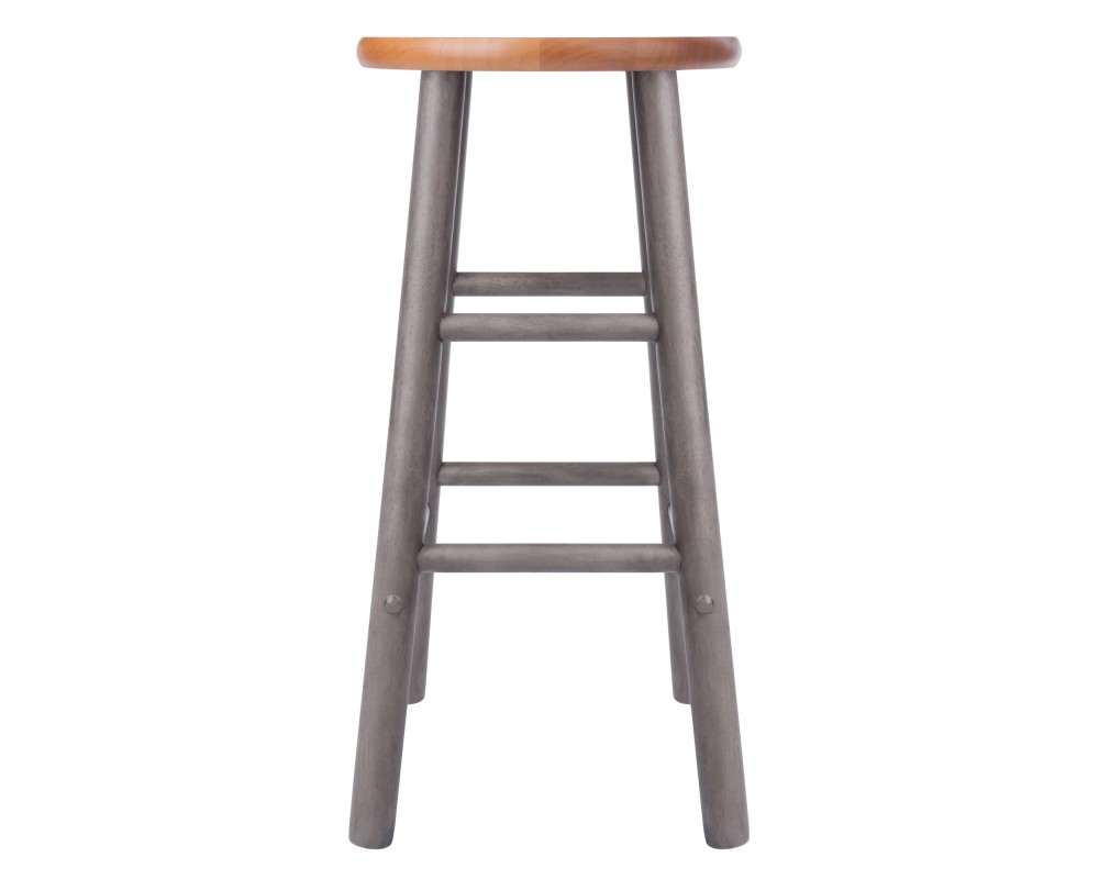 Huxton 2-Pc Counter Stool Set, 24' High, Oyster Gray and Teak