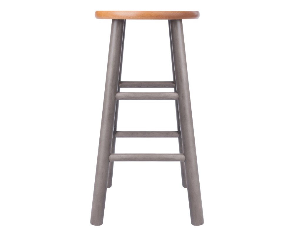 Huxton 2-Pc Counter Stool Set, 24' High, Oyster Gray and Teak