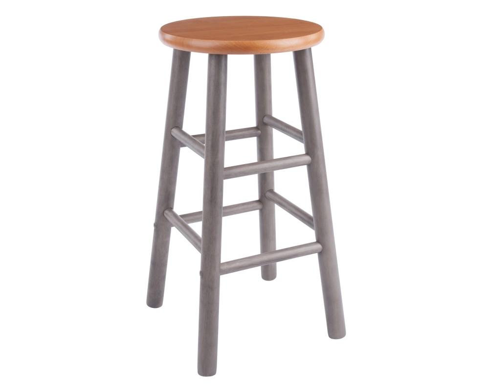 Huxton 2-Pc Counter Stool Set, 24' High, Oyster Gray and Teak