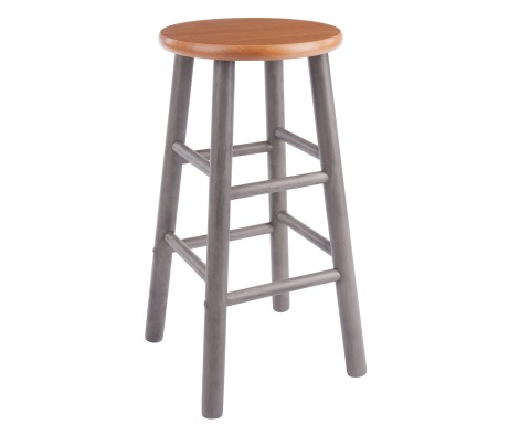 Huxton 2-Pc Counter Stool Set, 24' High, Oyster Gray and Teak