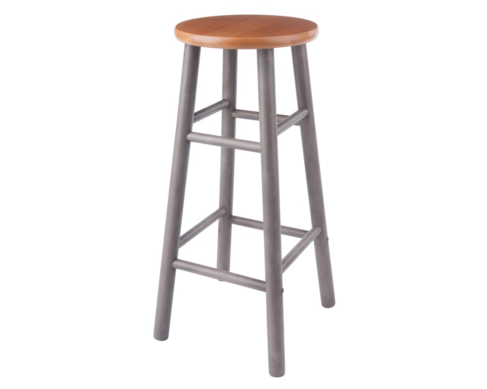 Huxton 2-Pc Bar Stool Set, 29' High, Oyster Gray and Teak
