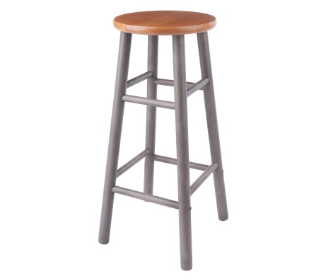 Huxton 2-Pc Bar Stool Set, 29' High, Oyster Gray and Teak