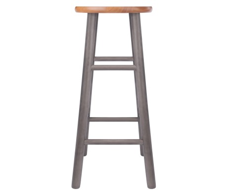 Huxton 2-Pc Bar Stool Set, 29' High, Oyster Gray and Teak