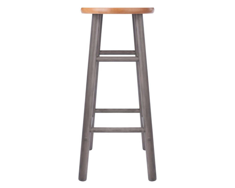 Huxton 2-Pc Bar Stool Set, 29' High, Oyster Gray and Teak