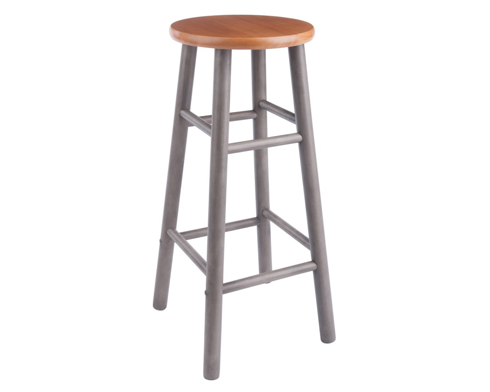 Huxton 2-Pc Bar Stool Set, 29' High, Oyster Gray and Teak