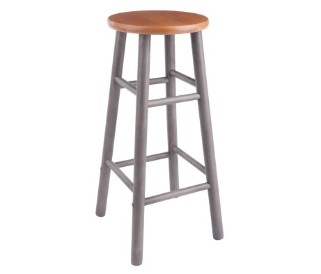 Huxton 2-Pc Bar Stool Set, 29' High, Oyster Gray and Teak