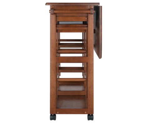 Suzanne Kitchen Space-Saver Table Set with 2 Tuck-Away Stools, 33' Tall, 29' Long, 30' Wide, Teak