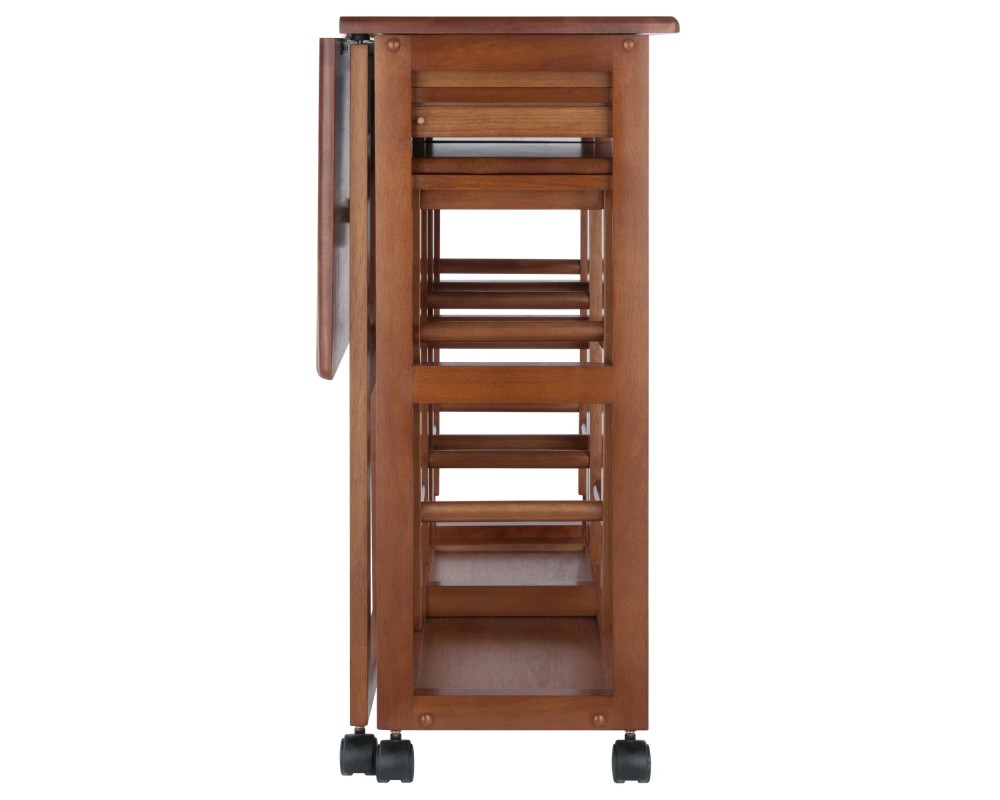 Suzanne Kitchen Space-Saver Table Set with 2 Tuck-Away Stools, 33' Tall, 29' Long, 30' Wide, Teak