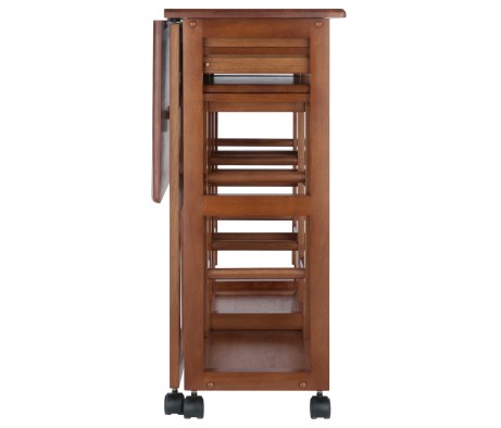 Suzanne Kitchen Space-Saver Table Set with 2 Tuck-Away Stools, 33' Tall, 29' Long, 30' Wide, Teak