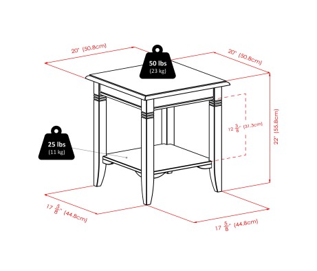Nolan End Table, 20' Wide, 22' Tall, for Living Room, Bedroom, Cappuccino