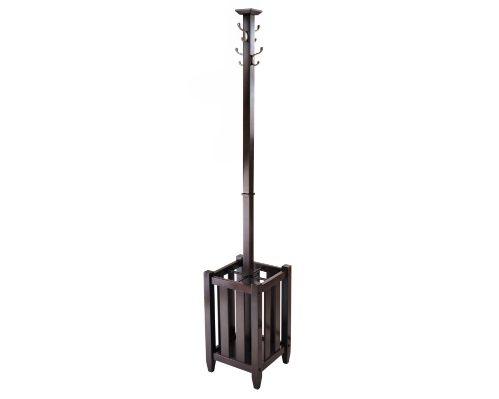 Memphis Coat Rack with Umbrella Stand, 72' High, Cappuccino