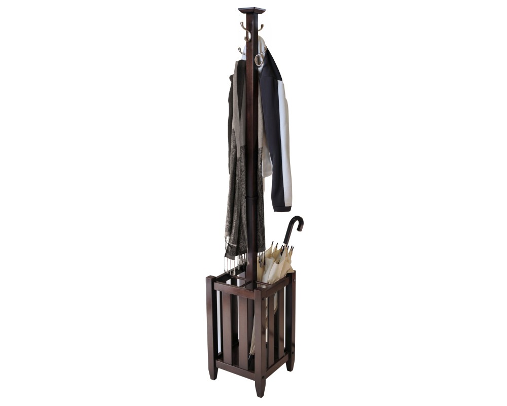 Memphis Coat Rack with Umbrella Stand, 72' High, Cappuccino